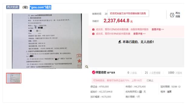 耗千万购“gou.com”223万二拍，竟无一人问津，创始人为清华马云 ...