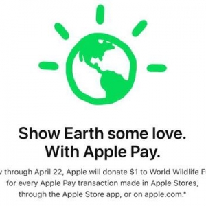 用户在Apple Store使用Apple Pay购买每件物品，苹果捐款1美元