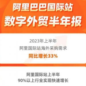 2023数字外贸半年报：阿里国际站海外线上采购需求同比增长33%