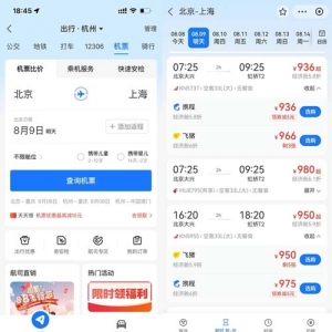 支付宝上线机票比价功能：已接入携程、飞猪两大平台