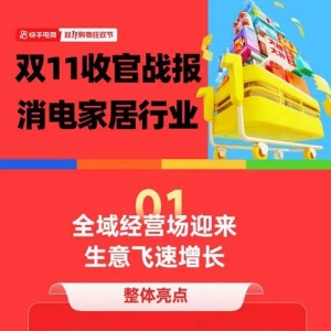 双11惊喜收官，快手电商消电家居行业品牌GMV同比增长624%